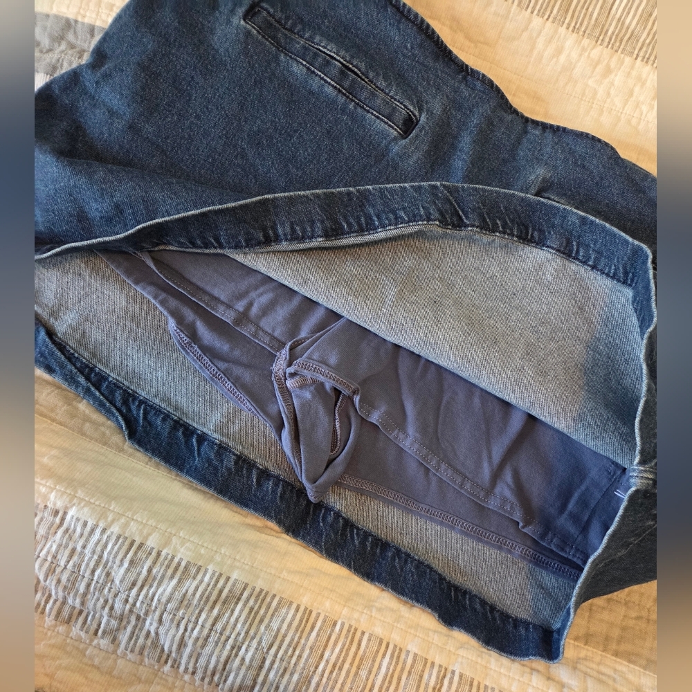 American Eagle Stretch Mid-Rise Mini Denim Blue Skirt Skort Size 20 - Picture 4 of 12